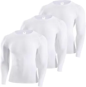 SPVISE 3 Pack Men's Compression Shirts Long Sleeve Athletic Muscle Support Workout Tops for Football Undershirt Base Layer