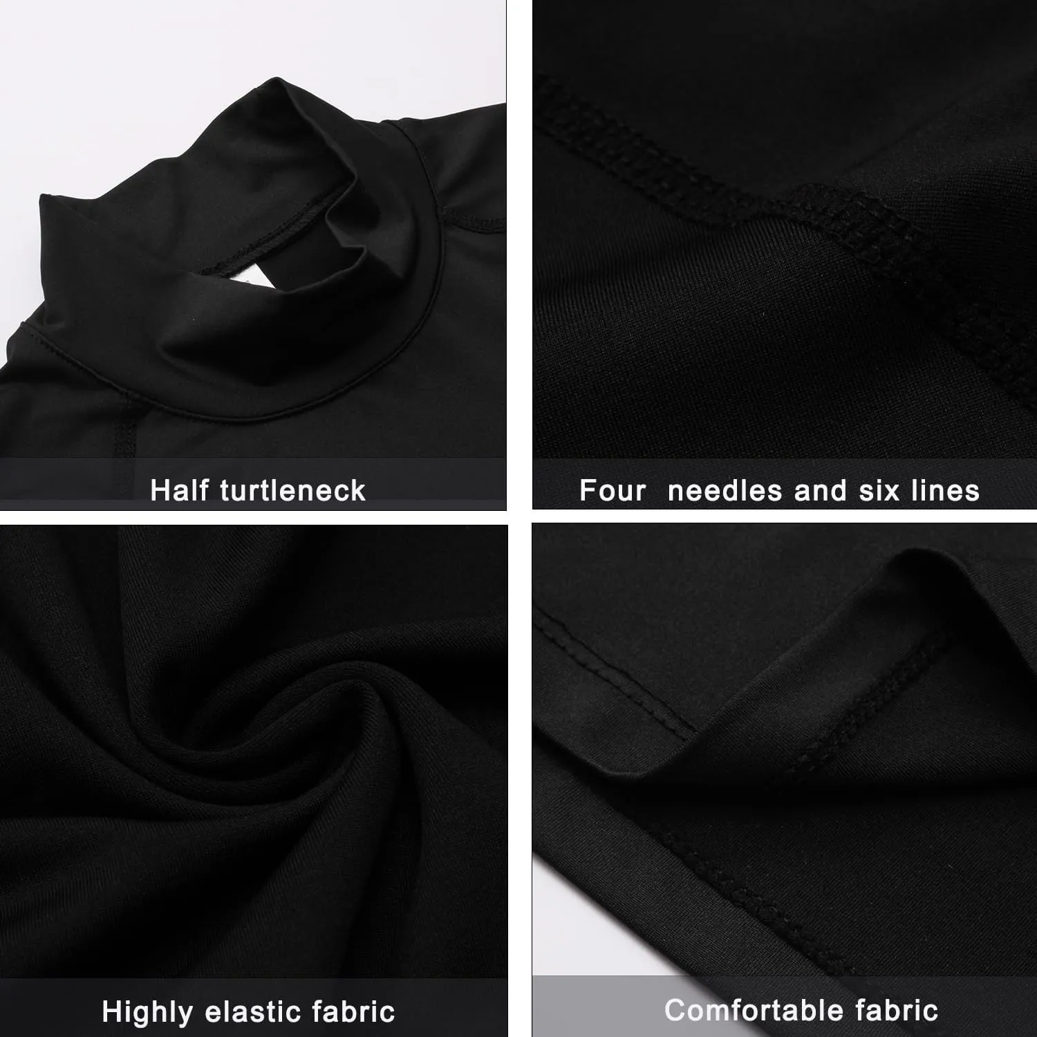 SPVISE 3 Pack Men's Compression Shirts Long Sleeve Athletic Muscle Support Workout Tops for Football Undershirt Base Layer
