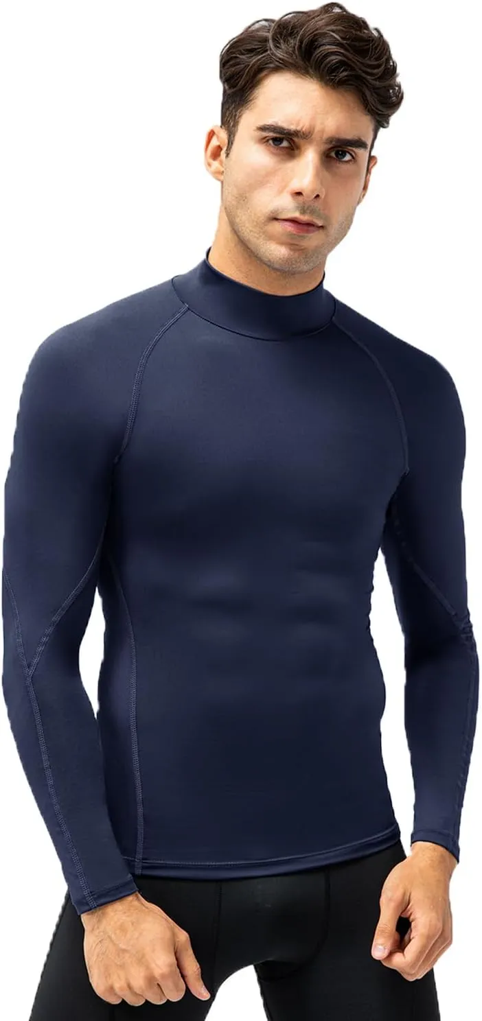 SPVISE 3 Pack Men's Compression Shirts Long Sleeve Athletic Muscle Support Workout Tops for Football Undershirt Base Layer