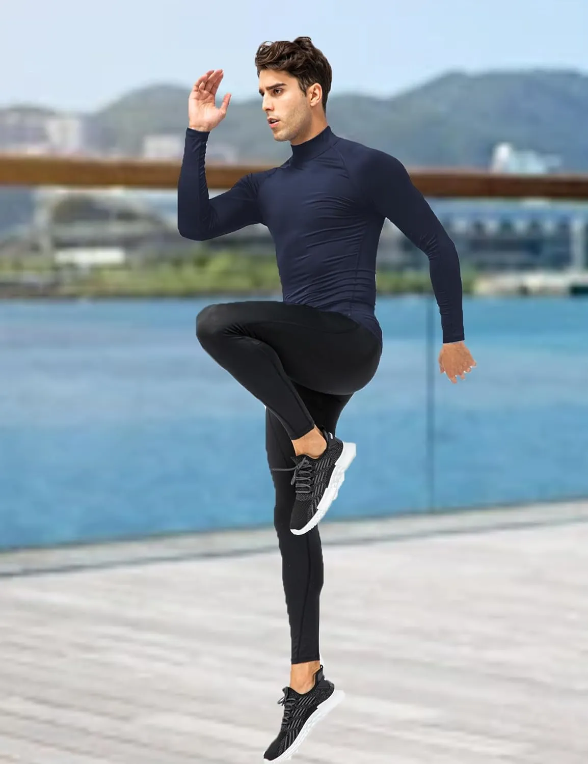 SPVISE 3 Pack Men's Compression Shirts Long Sleeve Athletic Muscle Support Workout Tops for Football Undershirt Base Layer