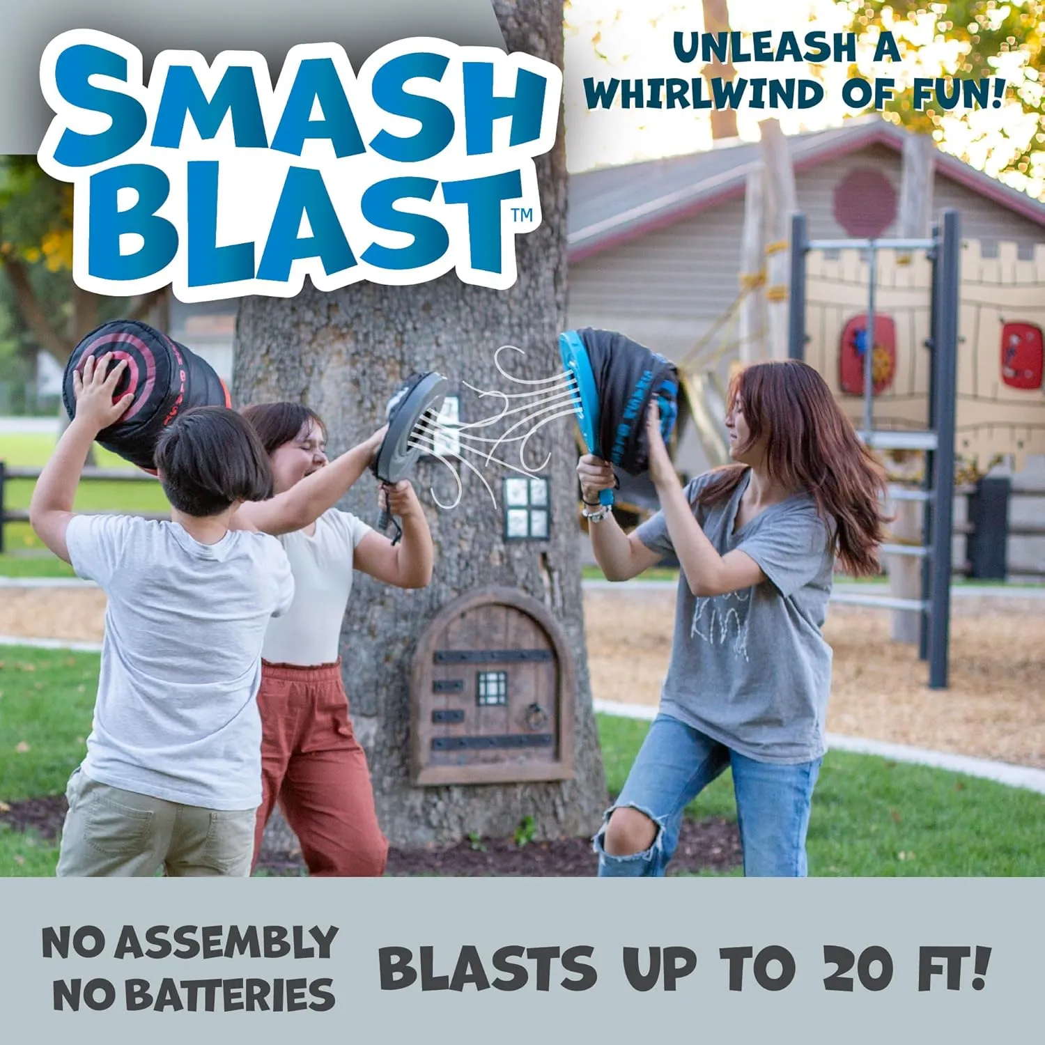 Squirrel Products Smash Blast Pro Rapid Fire Air Cannon Vortex Blaster, Novelty Toy, Hilarious Gift for Pranks or Gags, Indoor or Outdoor Play, Fun for Kids Age 8 , Teens, Adults, Kid Safe - Grey