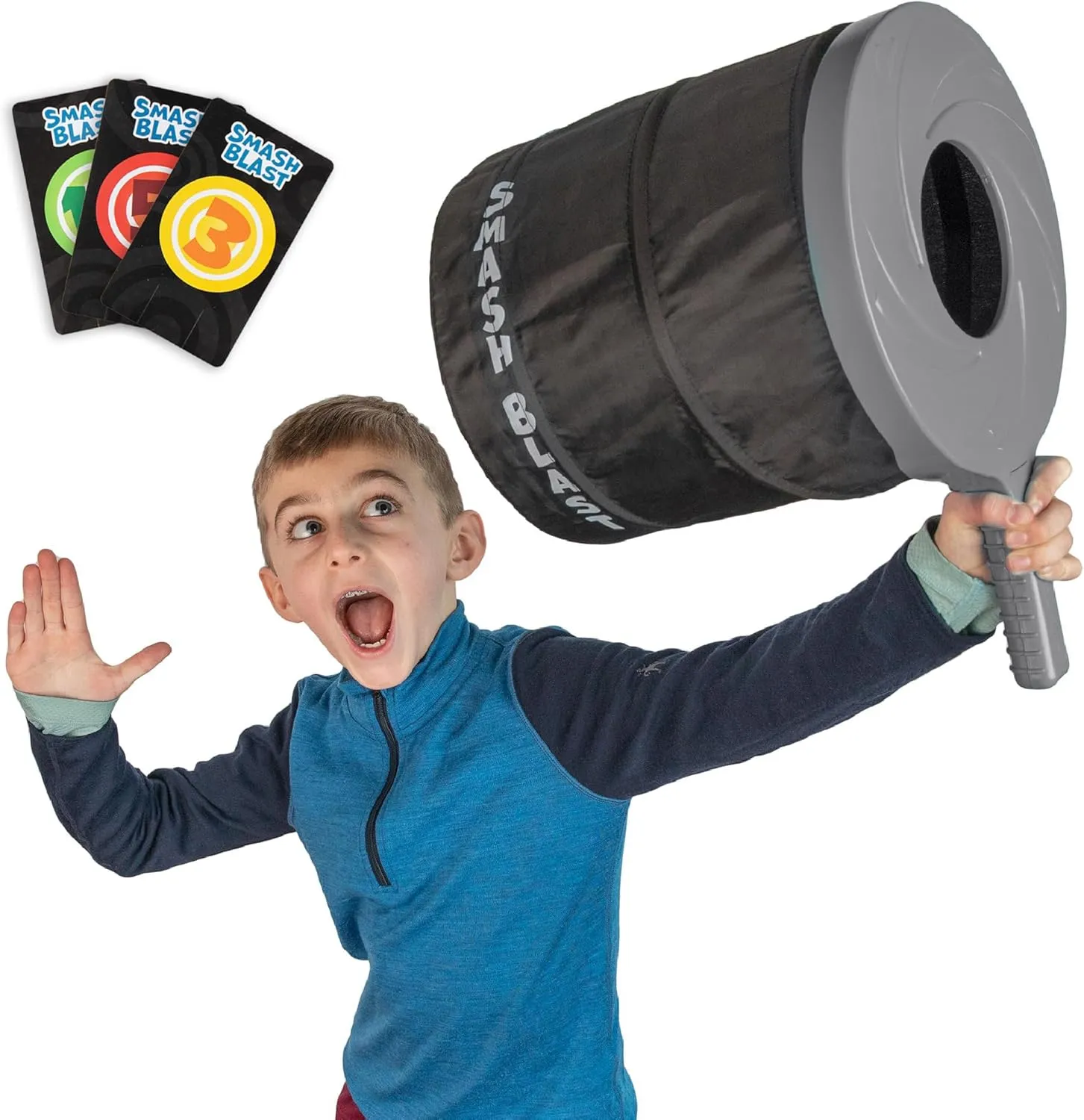 Squirrel Products Smash Blast Pro Rapid Fire Air Cannon Vortex Blaster, Novelty Toy, Hilarious Gift for Pranks or Gags, Indoor or Outdoor Play, Fun for Kids Age 8 , Teens, Adults, Kid Safe - Grey