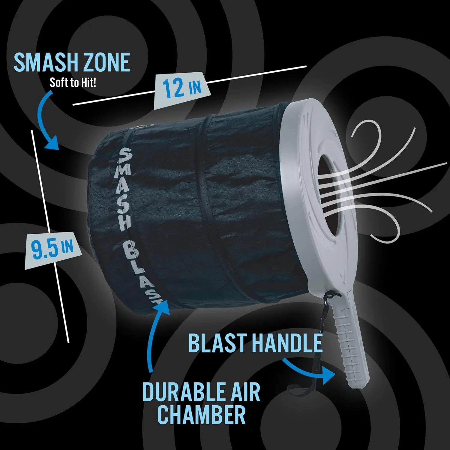 Squirrel Products Smash Blast Pro Rapid Fire Air Cannon Vortex Blaster, Novelty Toy, Hilarious Gift for Pranks or Gags, Indoor or Outdoor Play, Fun for Kids Age 8 , Teens, Adults, Kid Safe - Grey