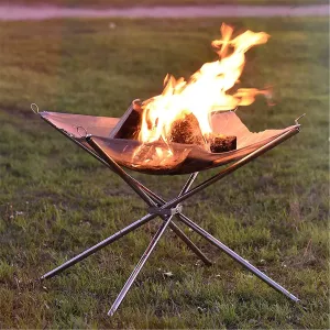 Stainless Steel Fire Pit with Carry Bag -  Folding Camping Fire Stand Rack for Outdoor Cooking, Picnic, Garden