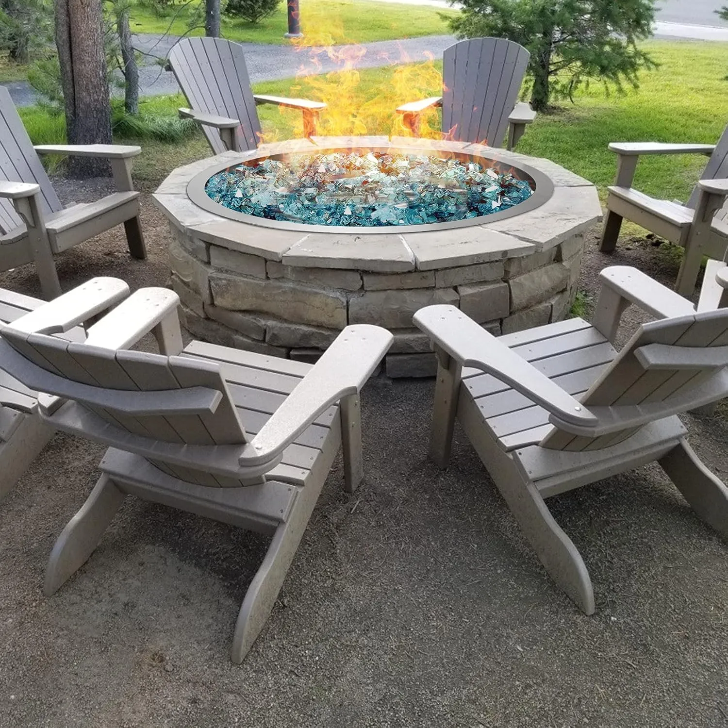 Stanbroil 19 Inch Round Fire Pit Ring Burner, Drop in Firepit Pan Inserted - 304 Stainless Steel Propane Gas DIY Fire Pit for Patio, BTU 92,000 Max
