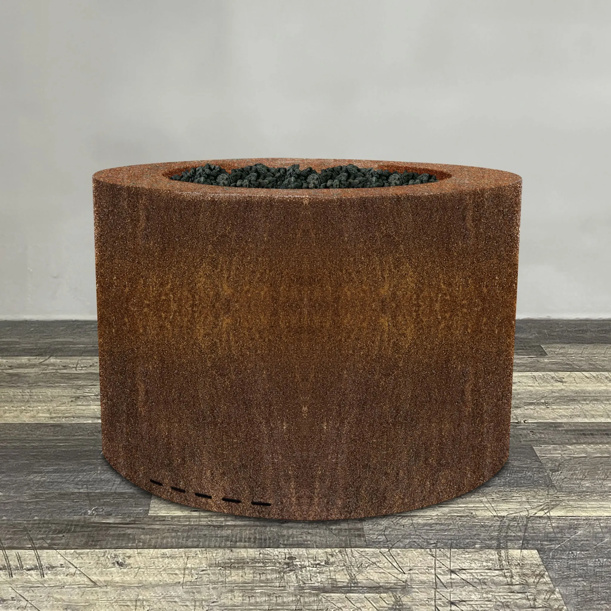 Starfire Designs Metal Gravity 36" Round Corten Steel Gas Fire Pit with Propane Tank Access Door