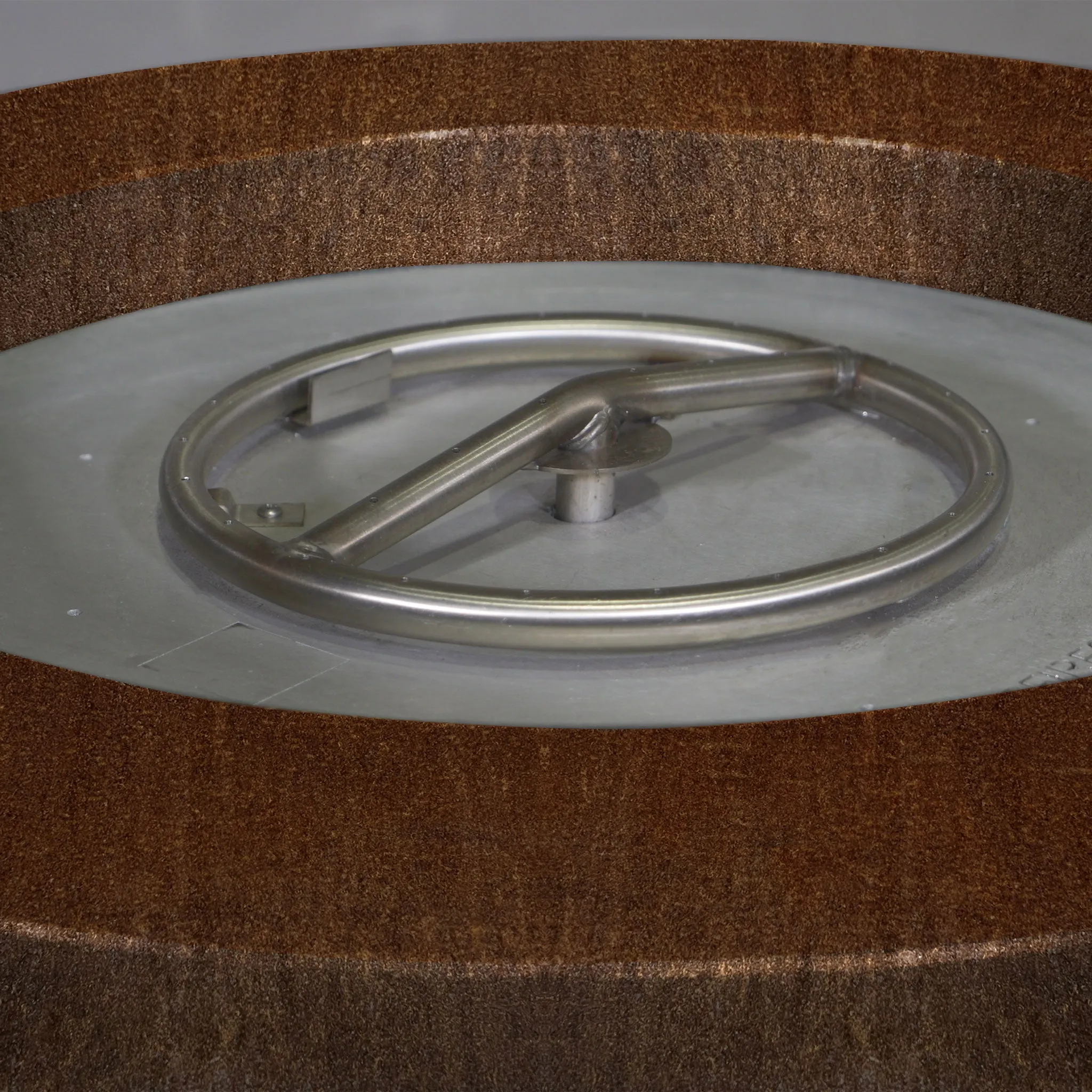 Starfire Designs Metal Gravity 36" Round Corten Steel Gas Fire Pit with Propane Tank Access Door