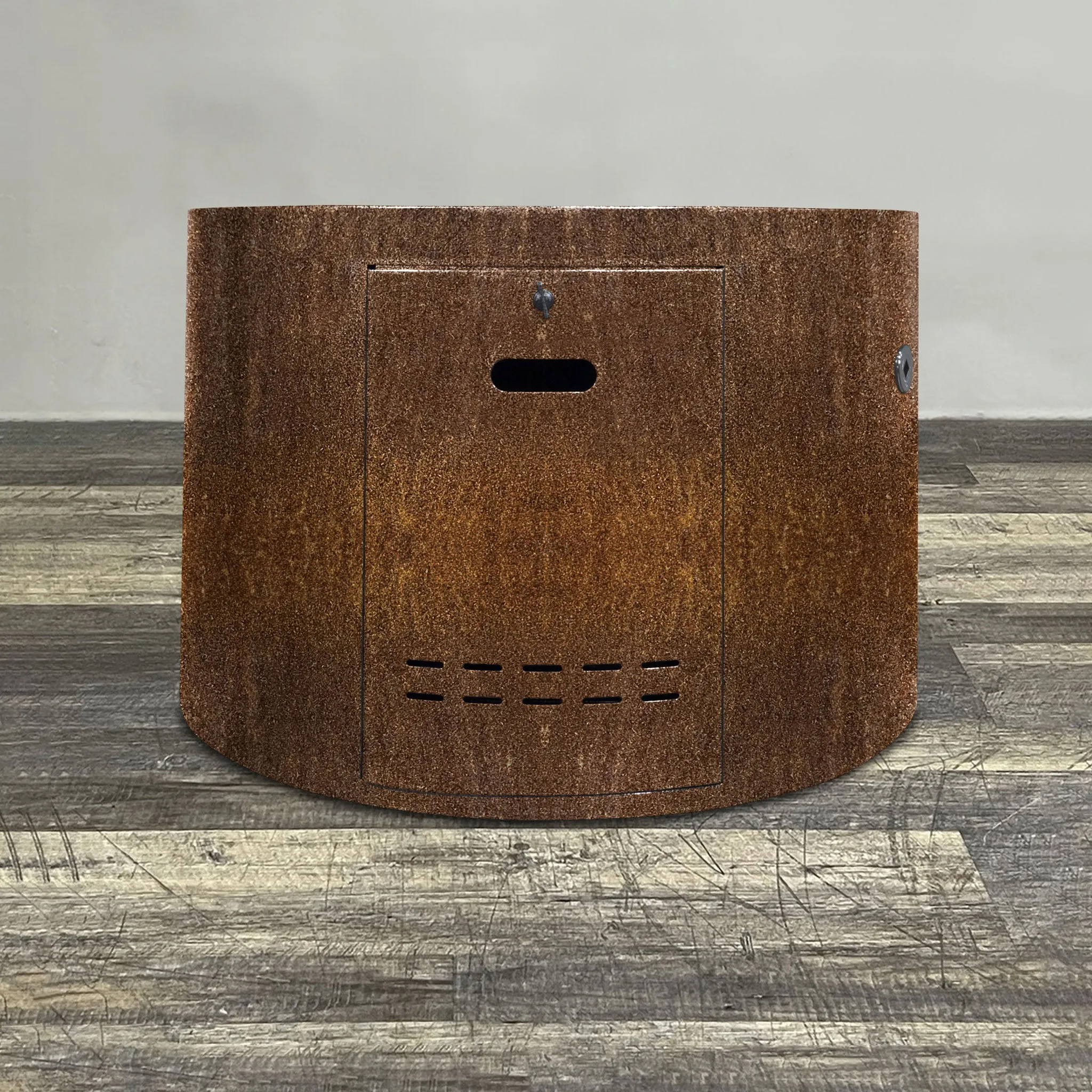 Starfire Designs Metal Gravity 36" Round Corten Steel Gas Fire Pit with Propane Tank Access Door