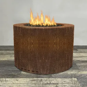 Starfire Designs Metal Gravity 36" Round Corten Steel Gas Fire Pit with Propane Tank Access Door