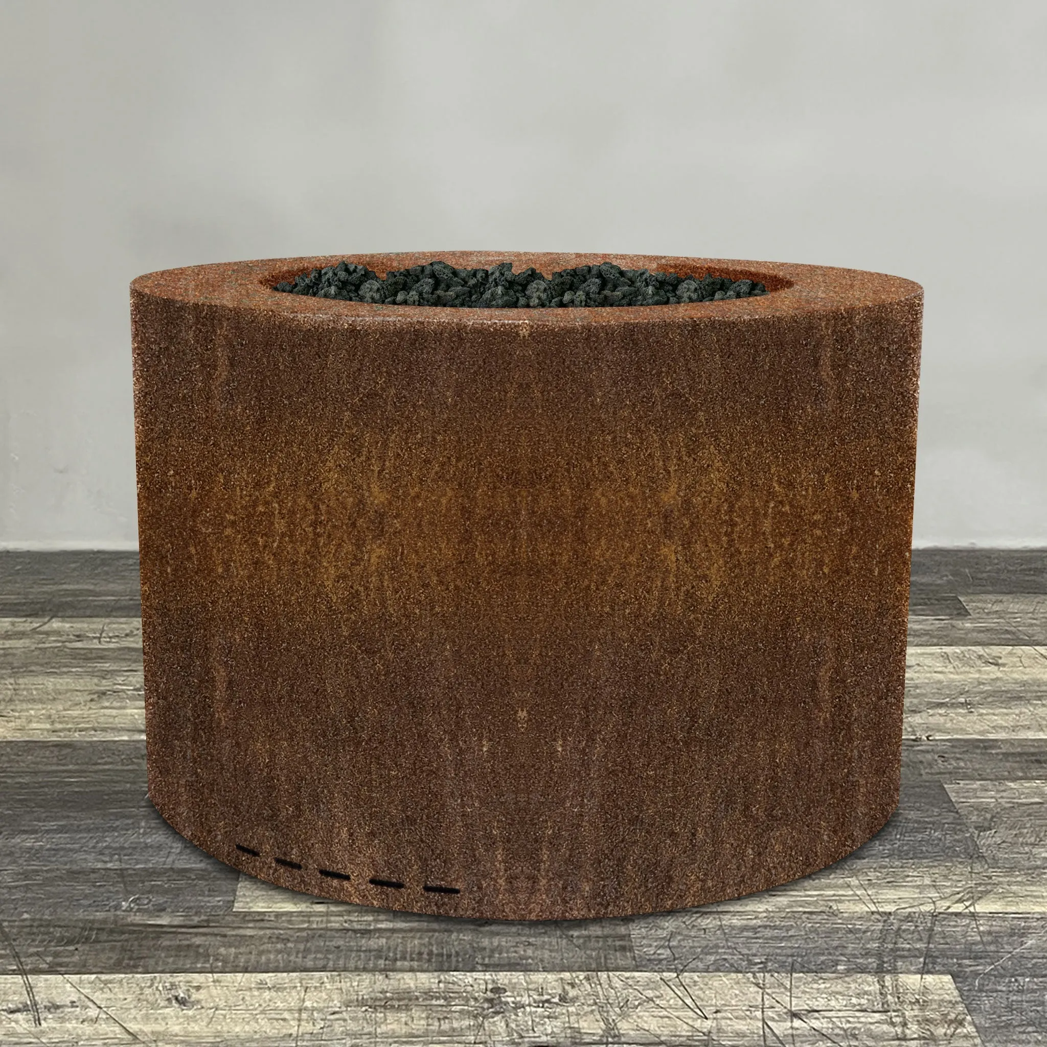 Starfire Designs Metal Gravity 45" Round Corten Steel Gas Fire Pit with Propane Tank Access Door