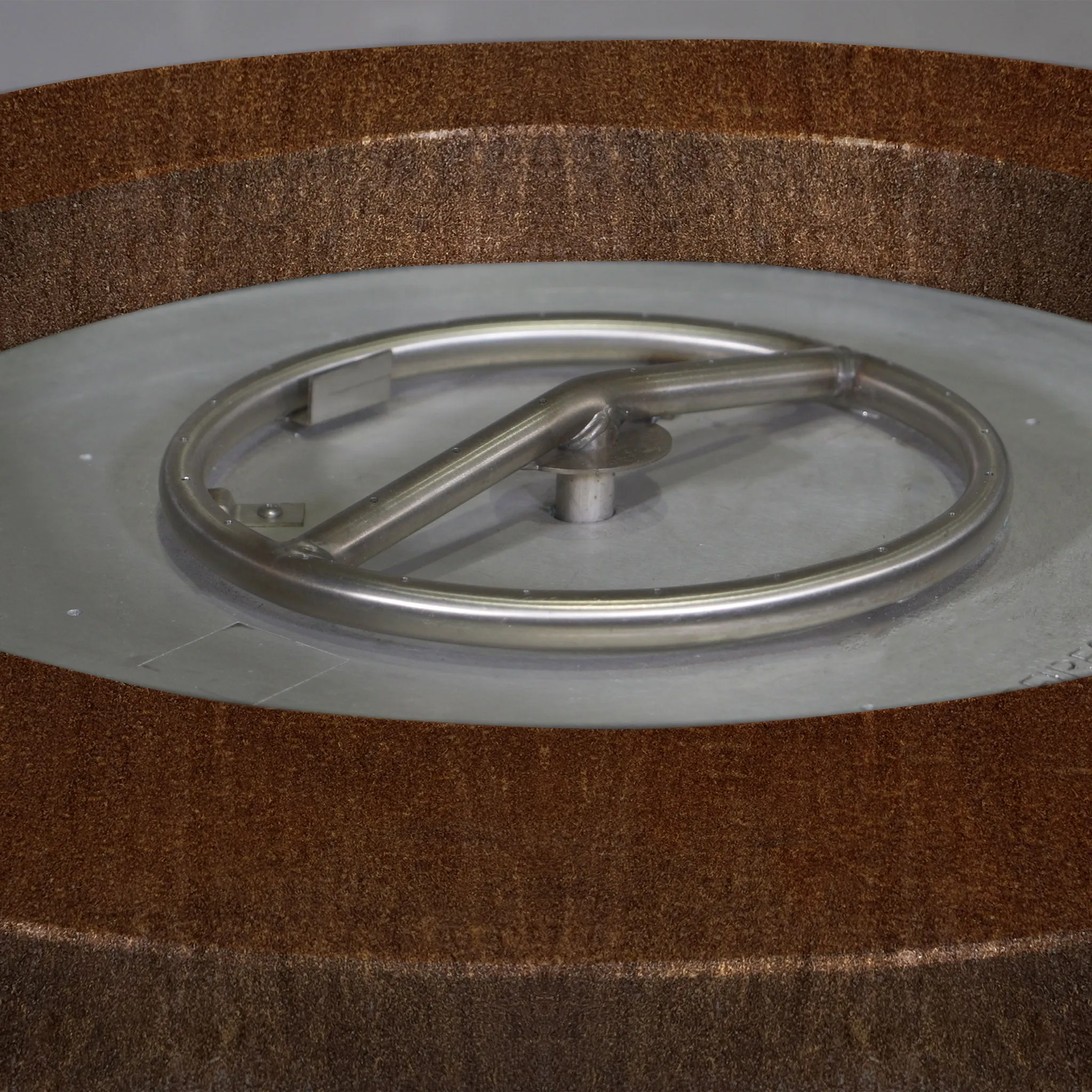 Starfire Designs Metal Gravity 45" Round Corten Steel Gas Fire Pit with Propane Tank Access Door