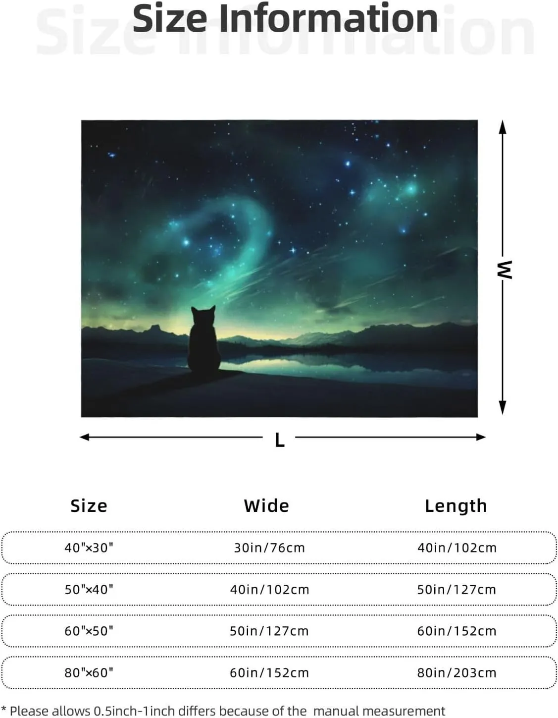 Stargazing Cat Pattern Fashion Flannel Bed Blanket 50"X40" Suitable for Camping Or Traveling Bed Sofa