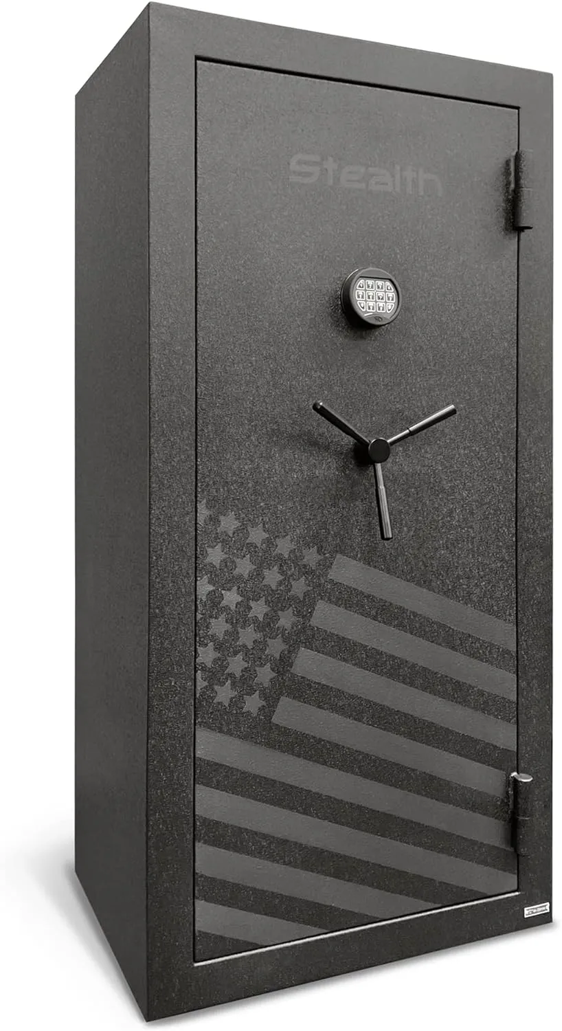 Stealth Essential Gun Safe EGS28 Special Edition FLAG Safe 28 Gun Capacity with 30 Minute Fire Protection California DOJ Approved Black