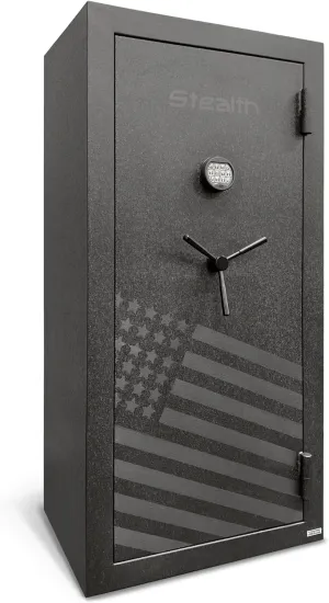 Stealth Essential Gun Safe EGS28 Special Edition FLAG Safe 28 Gun Capacity with 30 Minute Fire Protection California DOJ Approved Black