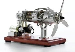 Stirling Engine Kit, Mini 16 Cylinders Swash Plate Hot-air Stirling Engine Kit, Physics Science Experiment Education Kit,Teaching Tool - Silver