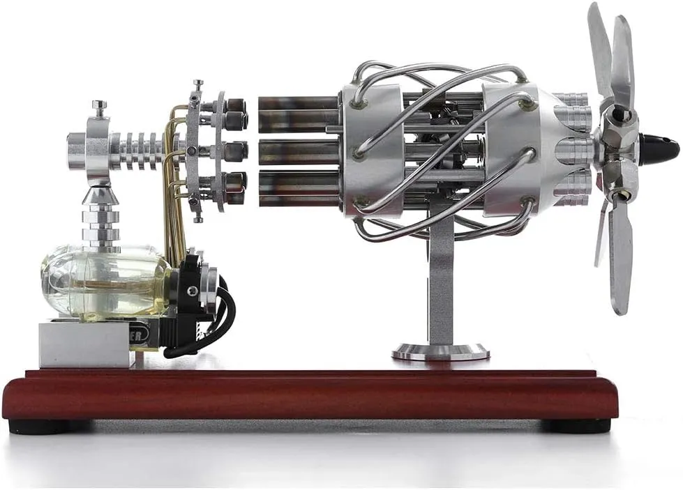 Stirling Engine Kit, Mini 16 Cylinders Swash Plate Hot-air Stirling Engine Kit, Physics Science Experiment Education Kit,Teaching Tool - Silver
