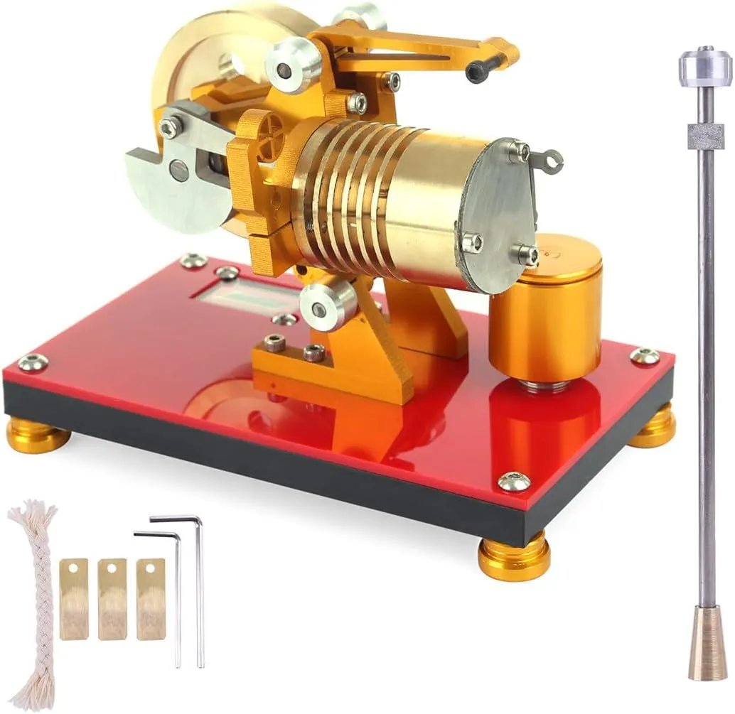 Stirling Engine Model Kit, Suction Fire Type Adjustable Speed Thermodynamics Engine for Physics Science Experiment Display