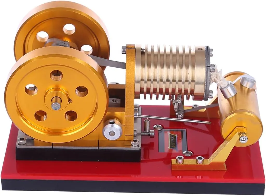 Stirling Engine Model Kit That Runs, Suction Fire Type Pure Copper Air Cylinder Heat Energy Engine Model for Adults Desktop Educational Toy Gift for Engineers (SH-02)