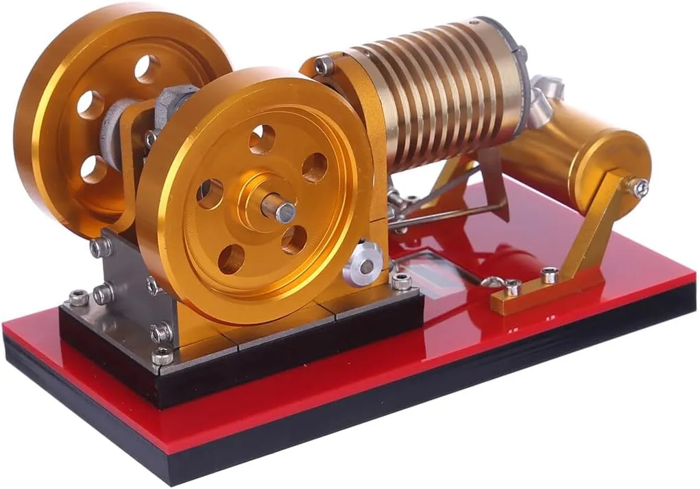 Stirling Engine Model Kit That Runs, Suction Fire Type Pure Copper Air Cylinder Heat Energy Engine Model for Adults Desktop Educational Toy Gift for Engineers (SH-02)