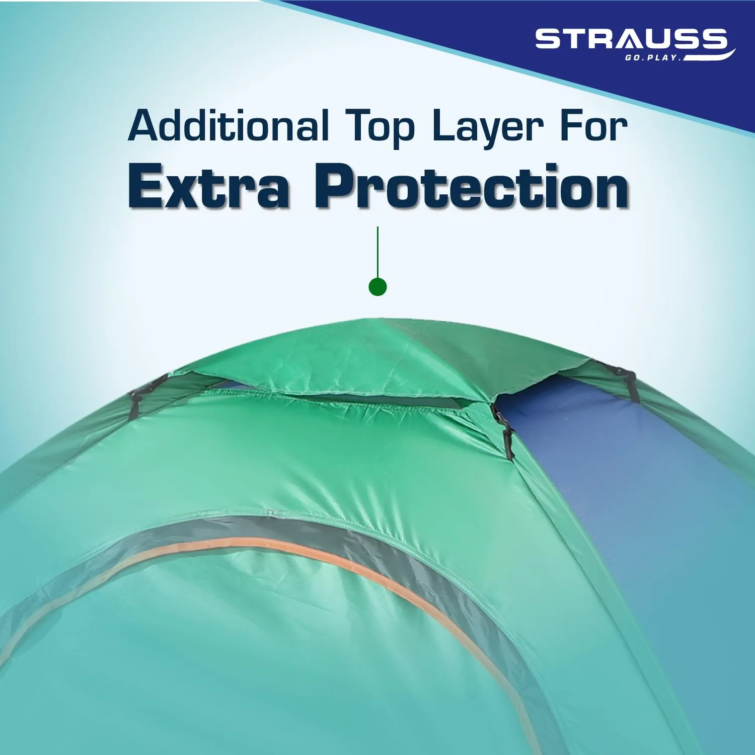 STRAUSS Portable Tent for Camping - 4 Person | Waterproof | Easy Setup | Blue/Green