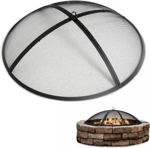 SUNCREAT Outdoor Fire Pit Spark Screen Cover Accessory, 40 Inch Patio Round Fire Mesh Screen Guard, Heavy Duty Steel Firepit Ember Lid, 40 Inch