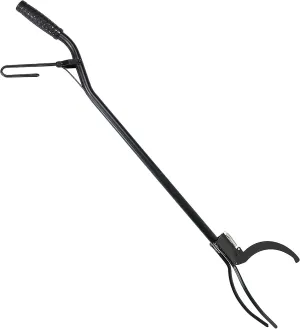 Sunnydaze 36-Inch Log Grabber Tongs - Outdoor/Indoor Tool Use - Spring Lever Action - Black