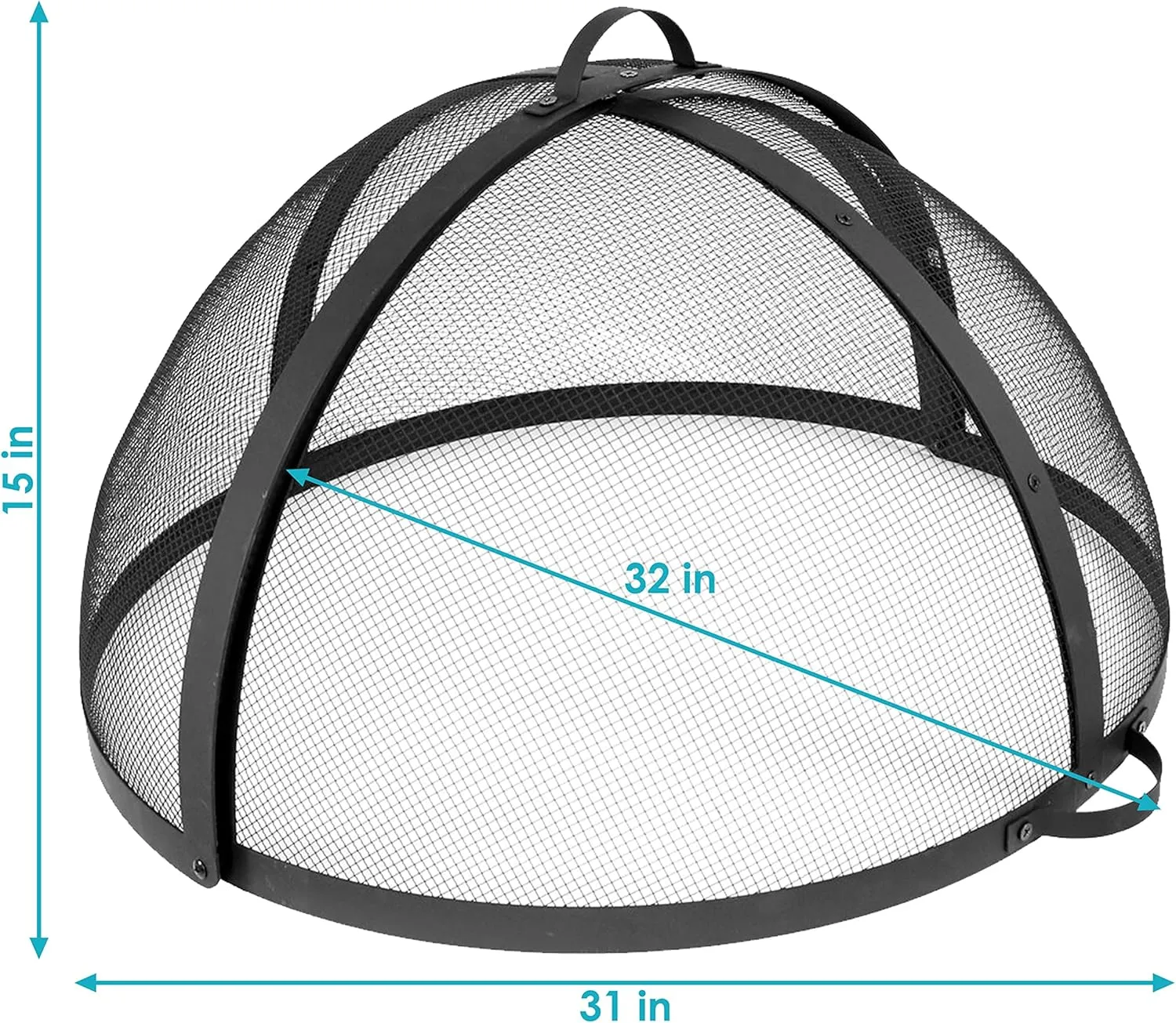 Sunnydaze Fire Pit Screen - Round Fire Pit Spark Screen - Heavy-Duty Steel Mesh Metal Cover with Handle - Fire Pit Screen Cover with Door - 32 Inch Diameter