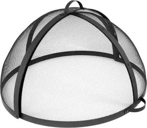 Sunnydaze Fire Pit Screen - Round Fire Pit Spark Screen - Heavy-Duty Steel Mesh Metal Cover with Handle - Fire Pit Screen Cover with Door - 32 Inch Diameter
