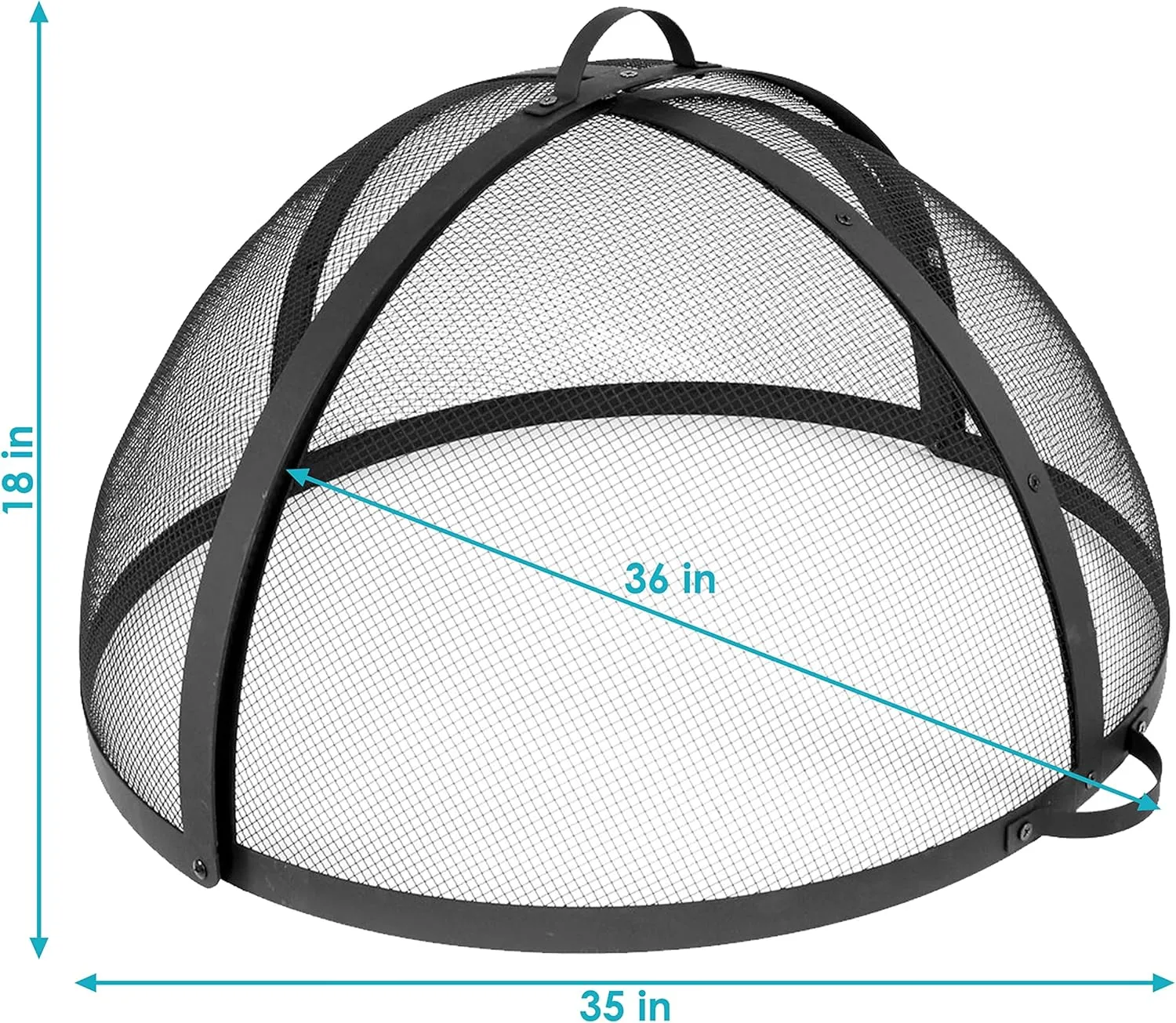 Sunnydaze Fire Pit Screen - Round Fire Pit Spark Screen - Heavy-Duty Steel Mesh Metal Cover with Handle - Fire Pit Screen Cover with Door - 36 Inch Diameter