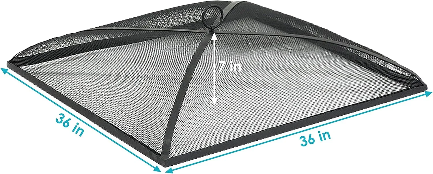 Sunnydaze Heavy-Duty Black Steel Mesh Fire Pit Spark Screen Cover - 36-Inch Square