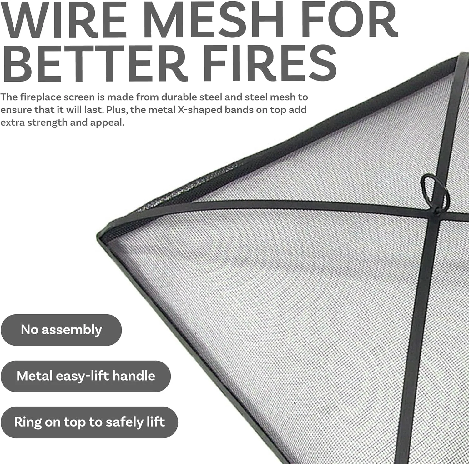 Sunnydaze Heavy-Duty Black Steel Mesh Fire Pit Spark Screen Cover - 36-Inch Square