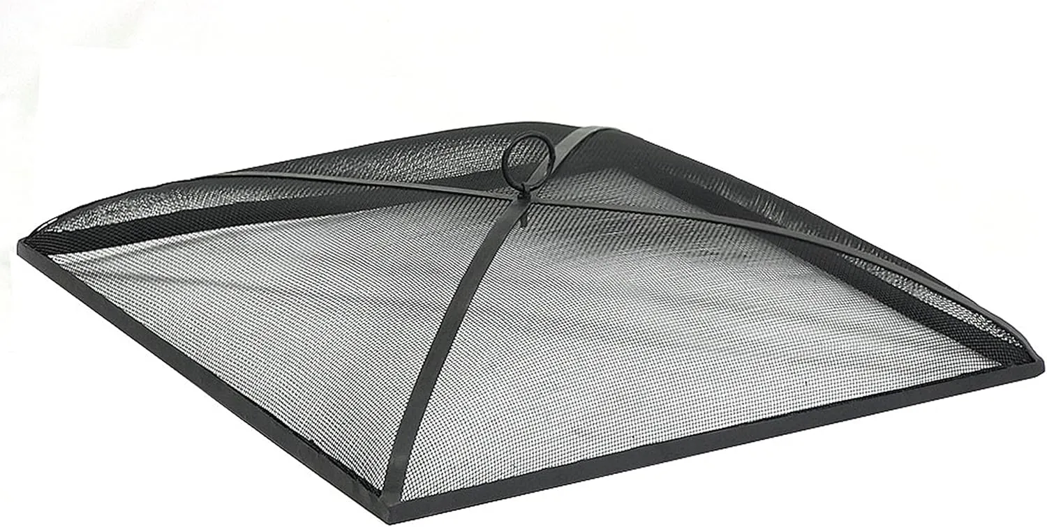 Sunnydaze Heavy-Duty Black Steel Mesh Fire Pit Spark Screen Cover - 36-Inch Square