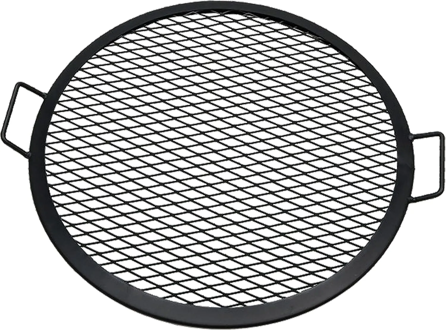 Sunnydaze X-Marks Fire Pit Cooking Grate - Outdoor Round Black Steel BBQ Campfire Grill with Handles - 22-Inch