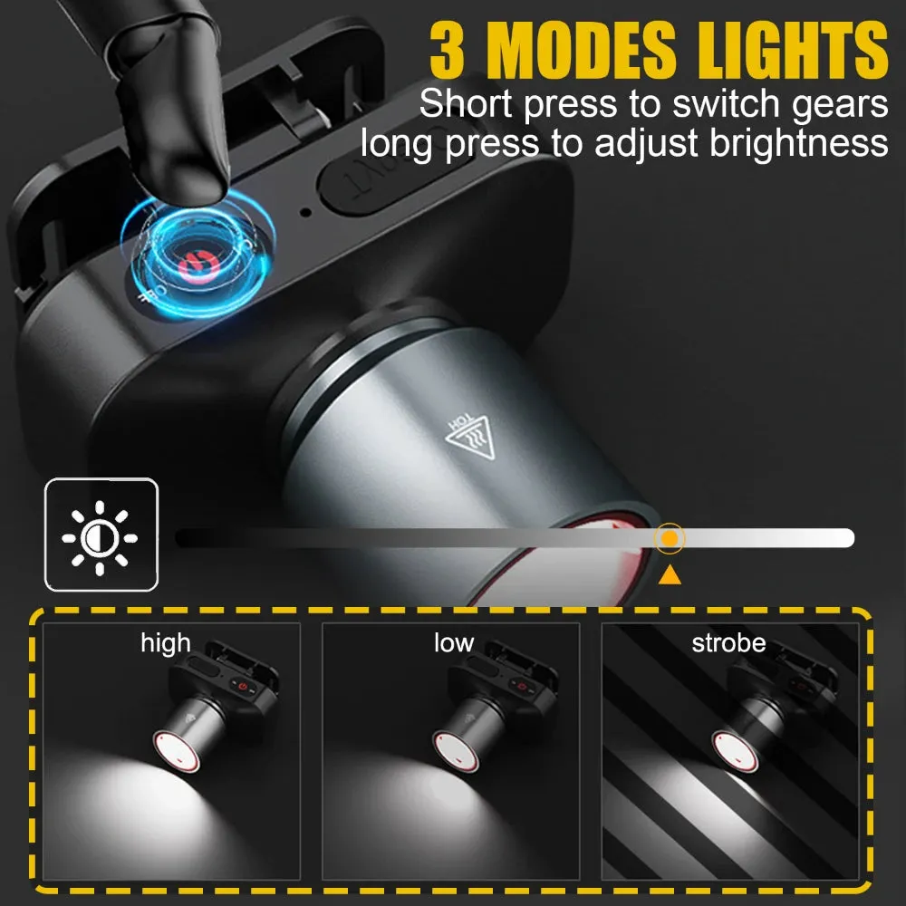 Super Bright Zoom Alloy LED Headlight USB Rechargeable Long Range Outdoor Light Flashlight