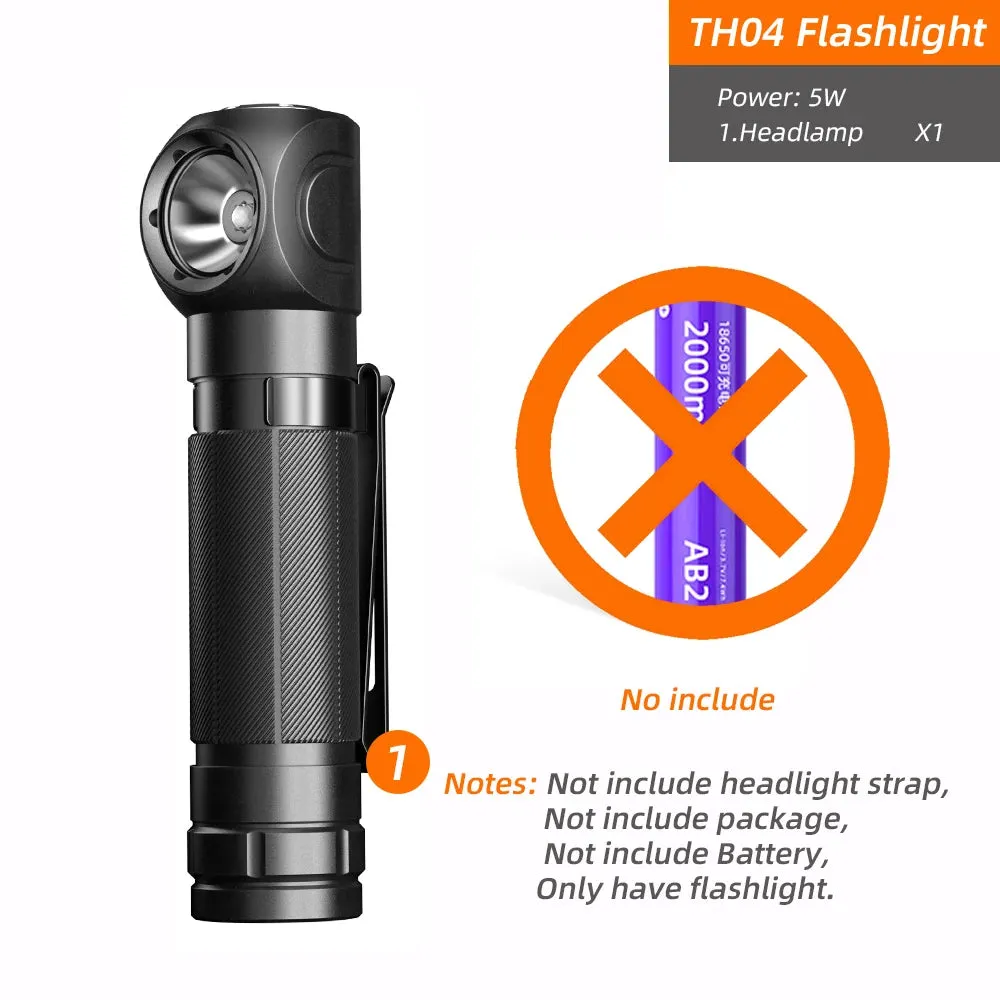 SUPERFIRE TH04 LED Headlamp – Type-C Rechargeable, 90° Adjustable, Magnetic Tail
