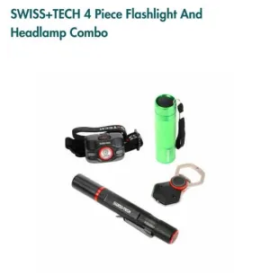 SWISS TECH 4 Piece Flashlight And Headlamp Combo