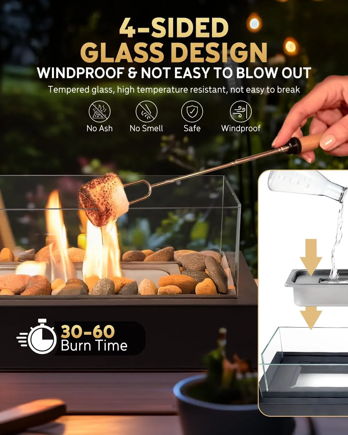 Tabletop Fire Pit, 4 Colors Stainless Steel Table Top Firepit, Table Fireplace with Handle for Women Anniversary Housewarming Family