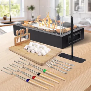 Tabletop Fire Pit, 4 Colors Stainless Steel Table Top Firepit, Table Fireplace with Handle for Women Anniversary Housewarming Family