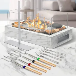 Tabletop Fire Pit, 4 Colors Stainless Steel Table Top Firepit, Table Fireplace with Handle for Women Anniversary Housewarming Family