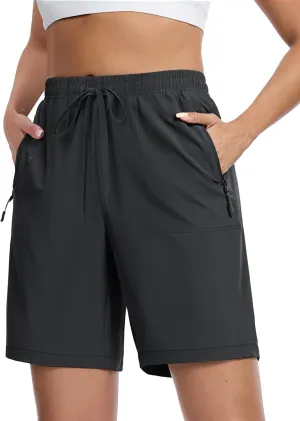 TACVASEN Women's Hiking Shorts Quick Dry Lightweight 8" Water Resistant Athletic Shorts with Pockets Outdoor Golf Active