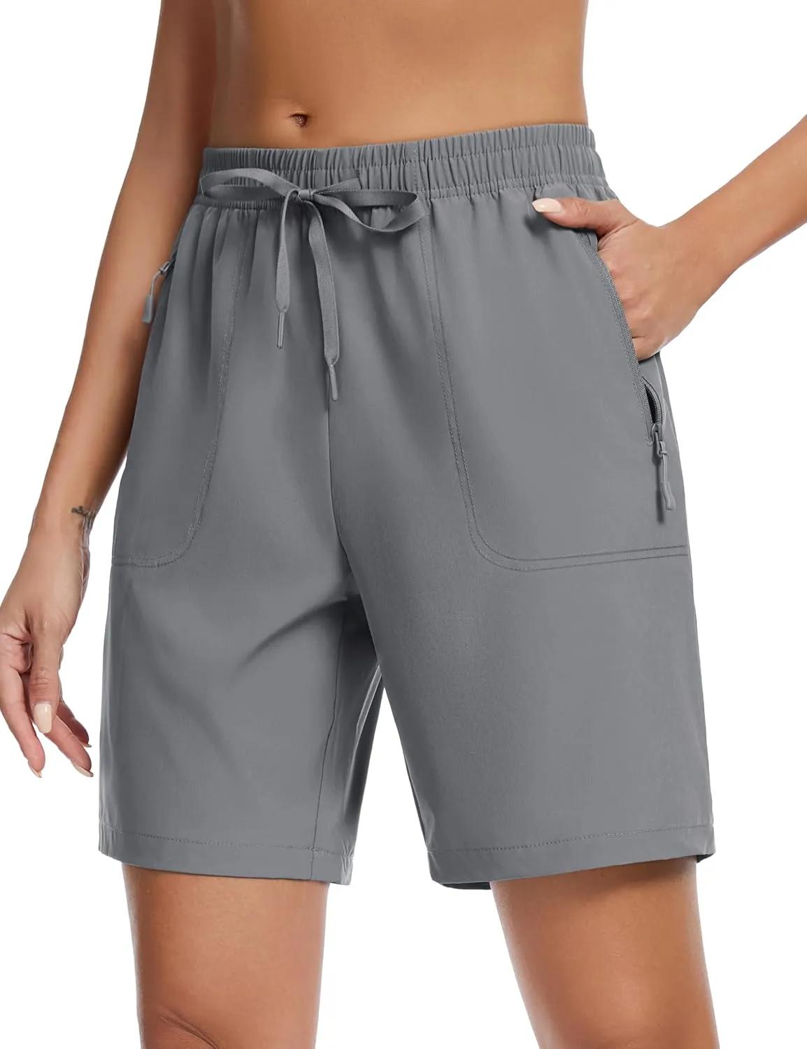 TACVASEN Women's Hiking Shorts Quick Dry Lightweight 8" Water Resistant Athletic Shorts with Pockets Outdoor Golf Active