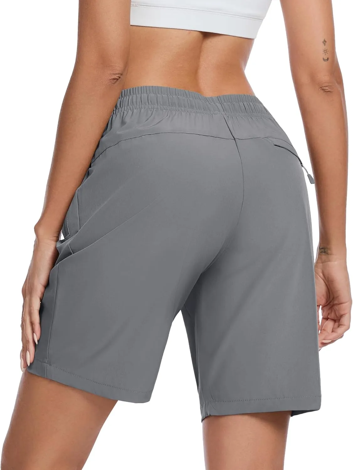 TACVASEN Women's Hiking Shorts Quick Dry Lightweight 8" Water Resistant Athletic Shorts with Pockets Outdoor Golf Active