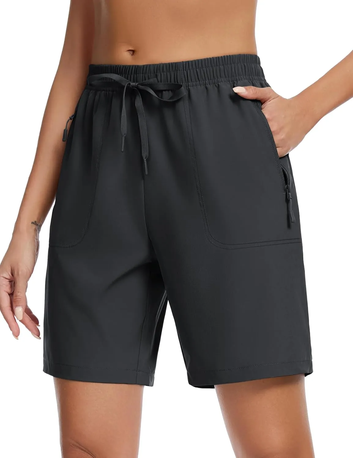 TACVASEN Women's Hiking Shorts Quick Dry Lightweight 8" Water Resistant Athletic Shorts with Pockets Outdoor Golf Active
