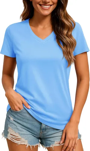 TACVASEN Workout Tops for Women UPF 50  Sun Protection V-Neck T Shirts Short Sleeve Quick Dry Athletic Running Shirts