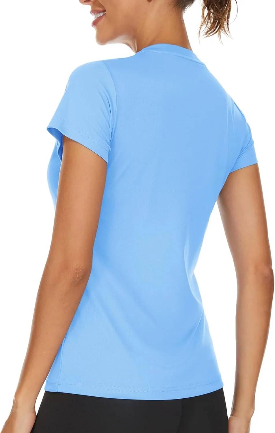TACVASEN Workout Tops for Women UPF 50  Sun Protection V-Neck T Shirts Short Sleeve Quick Dry Athletic Running Shirts