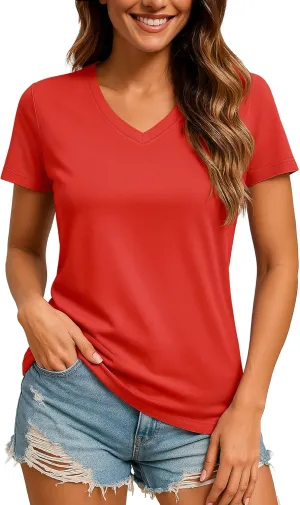 TACVASEN Workout Tops for Women UPF 50  Sun Protection V-Neck T Shirts Short Sleeve Quick Dry Athletic Running Shirts
