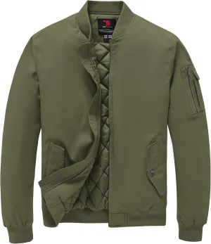 TBMPOY Men's Bomber Jacket Lightweight Winter Windbreaker Zip Up Padded Softshell Windproof Water-Resistant Casual Fall Coat