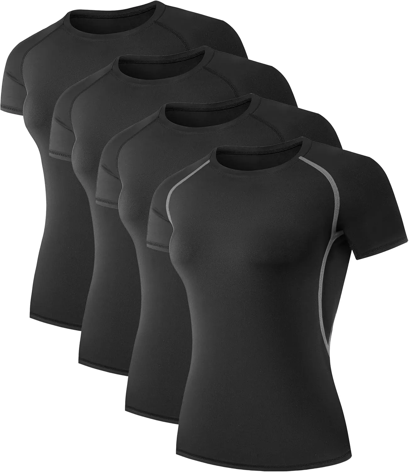 TELALEO 4 Pack Women's Compression Shirt Running Athletic T-Shirts Workout Tops Baselayer Short Sleeve Yoga Gym Sports Gear