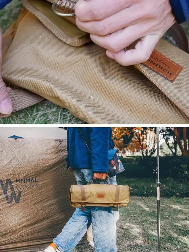 Tent Stakes Storage Bag Max 14.96"/38cm in Length Color Khaki, Suitable for Camping Hammer Set