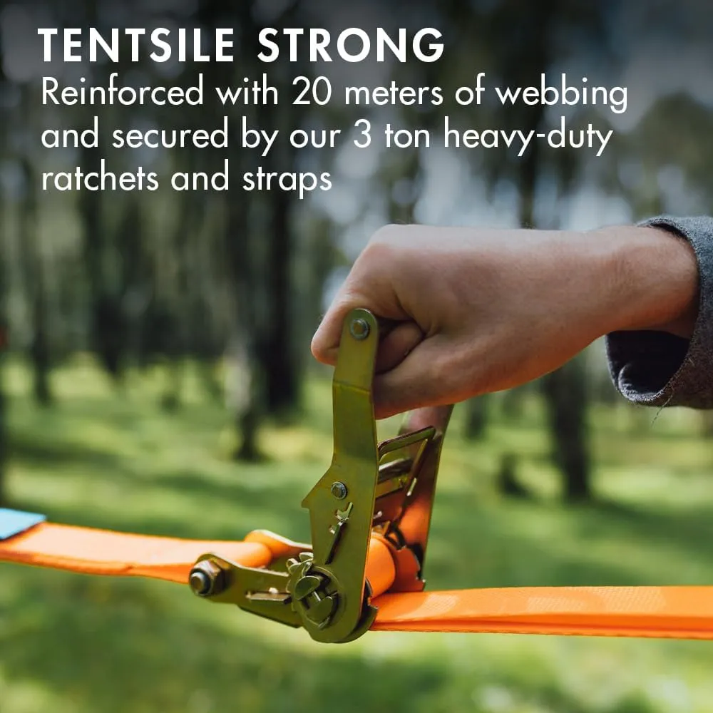 Tentsile Trillium Giant Hammock, The Original Tree Tent Company, 3 Adult Capacity, Anti-Roll, Central Hatch, Ratches and Straps Included, Designed in The UK (3 Person, Safari Brown)